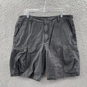 Nike Cargo Shorts Mens 36 Black Rip Stop Zipper Pockets Y2K